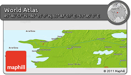 Physical Panoramic Map of the Area around 46° 1' 3" N, 61° 16' 29" E