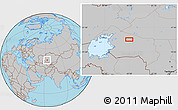 Gray Location Map of the area around 46° 1' 3" N, 63° 49' 30" E