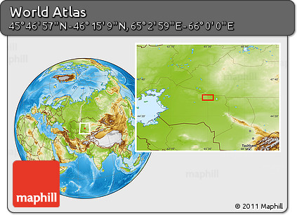Physical Location Map of the Area around 46° 1' 3" N, 65° 31' 30" E