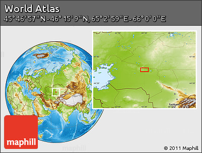 Physical Location Map of the Area around 46° 1' 3" N, 65° 31' 30" E