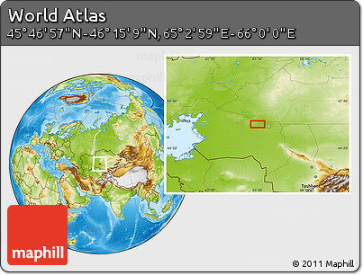Physical Location Map of the Area around 46° 1' 3" N, 65° 31' 30" E
