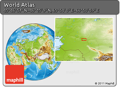 Physical Location Map of the Area around 46° 1' 3" N, 66° 22' 30" E