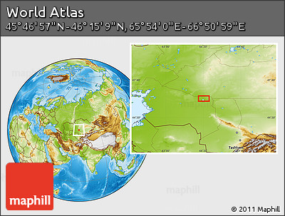 Physical Location Map of the Area around 46° 1' 3" N, 66° 22' 30" E
