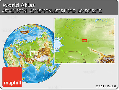 Physical Location Map of the Area around 46° 1' 3" N, 66° 22' 30" E