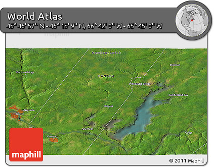 Satellite 3D Map of the Area around 46° 1' 3" N, 66° 13' 29" W