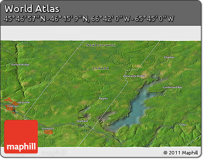 Satellite 3D Map of the Area around 46° 1' 3" N, 66° 13' 29" W