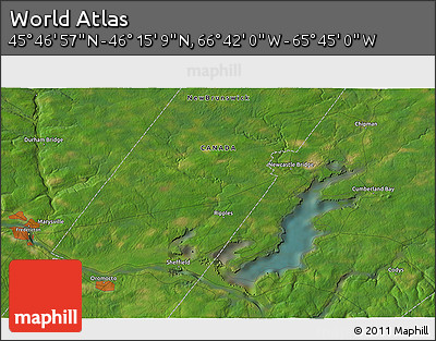 Satellite 3D Map of the Area around 46° 1' 3" N, 66° 13' 29" W