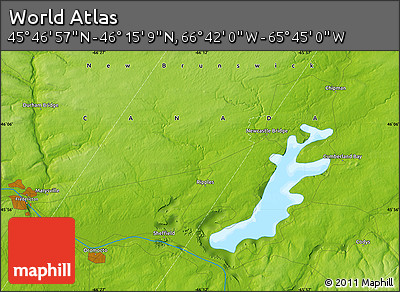 Physical Map of the Area around 46° 1' 3" N, 66° 13' 29" W