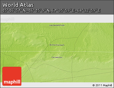 Physical 3D Map of the Area around 46° 1' 3" N, 68° 4' 29" E