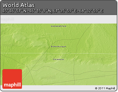 Physical 3D Map of the Area around 46° 1' 3" N, 68° 4' 29" E