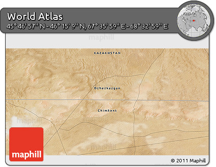 Satellite 3D Map of the Area around 46° 1' 3" N, 68° 4' 29" E