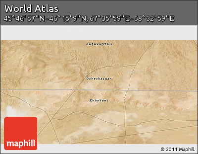 Satellite 3D Map of the Area around 46° 1' 3" N, 68° 4' 29" E