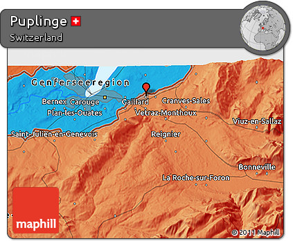 Political 3D Map of Puplinge