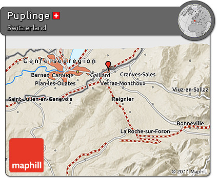 Shaded Relief 3D Map of Puplinge