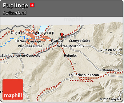 Shaded Relief 3D Map of Puplinge