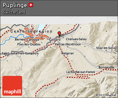 Shaded Relief 3D Map of Puplinge