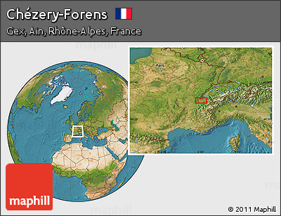 Satellite Location Map of Chézery-Forens