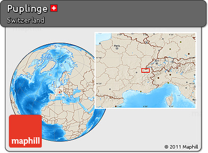 Shaded Relief Location Map of Puplinge