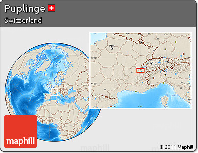 Shaded Relief Location Map of Puplinge