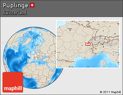 Shaded Relief Location Map of Puplinge