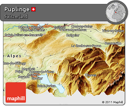 Physical Panoramic Map of Puplinge