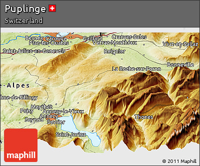 Physical Panoramic Map of Puplinge