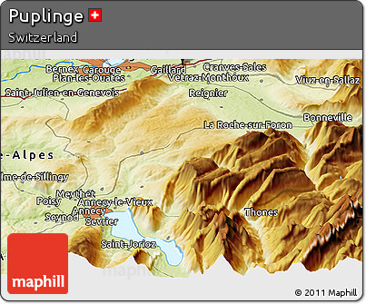 Physical Panoramic Map of Puplinge