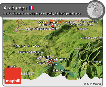 Satellite Panoramic Map of Archamps
