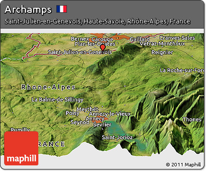 Satellite Panoramic Map of Archamps