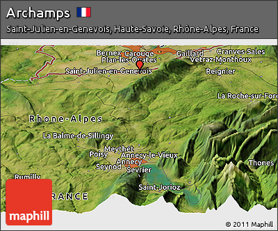 Satellite Panoramic Map of Archamps
