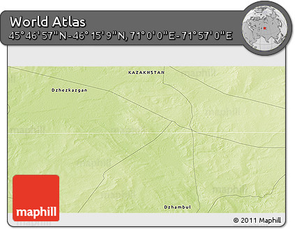Physical 3D Map of the Area around 46° 1' 3" N, 71° 28' 29" E