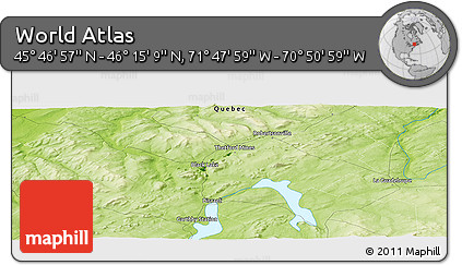 Physical Panoramic Map of the Area around 46° 1' 3" N, 71° 19' 29" W