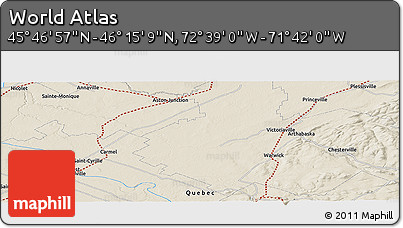 Shaded Relief Panoramic Map of the Area around 46° 1' 3" N, 72° 10' 30" W