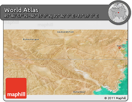 Satellite 3D Map of the Area around 46° 1' 3" N, 73° 10' 30" E