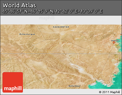Satellite 3D Map of the Area around 46° 1' 3" N, 73° 10' 30" E