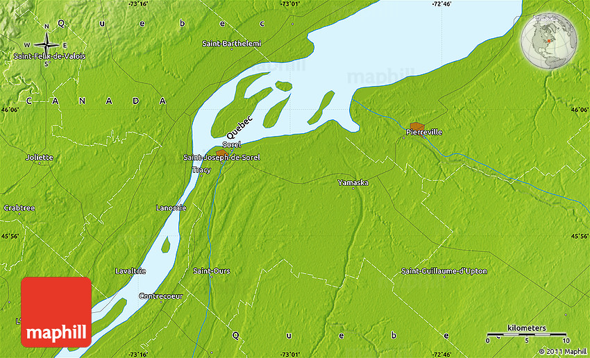 Physical Map of SaintGuillaumed'Upton