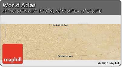 Satellite Panoramic Map of the Area around 46° 1' 3" N, 76° 34' 29" E