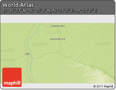 Physical 3D Map of the Area around 46° 1' 3" N, 77° 25' 30" E