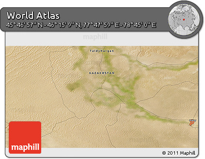 Satellite 3D Map of the Area around 46° 1' 3" N, 78° 16' 30" E
