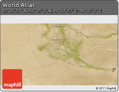 Satellite 3D Map of the Area around 46° 1' 3" N, 78° 16' 30" E