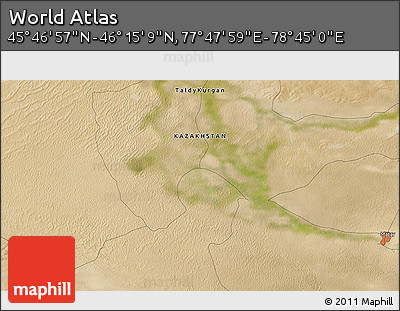 Satellite 3D Map of the Area around 46° 1' 3" N, 78° 16' 30" E