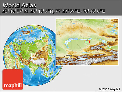 Physical Location Map of the Area around 46° 1' 3" N, 78° 16' 30" E