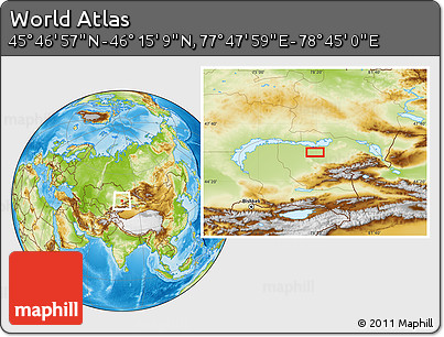 Physical Location Map of the Area around 46° 1' 3" N, 78° 16' 30" E