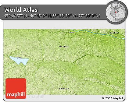 Physical 3D Map of the Area around 46° 1' 3" N, 78° 7' 30" W