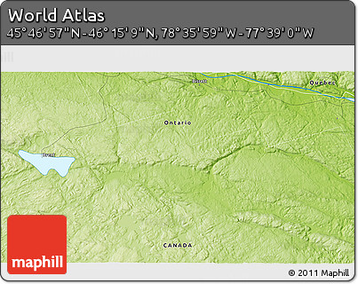 Physical 3D Map of the Area around 46° 1' 3" N, 78° 7' 30" W