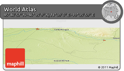 Physical Panoramic Map of the Area around 46° 1' 3" N, 79° 7' 30" E