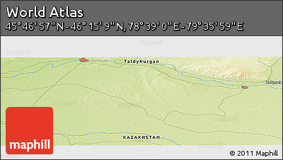 Physical Panoramic Map of the Area around 46° 1' 3" N, 79° 7' 30" E