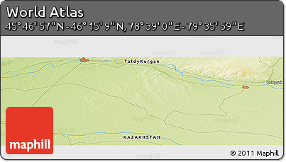 Physical Panoramic Map of the Area around 46° 1' 3" N, 79° 7' 30" E