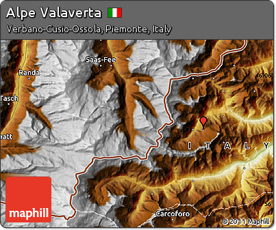 Physical Map of Alpe Valaverta