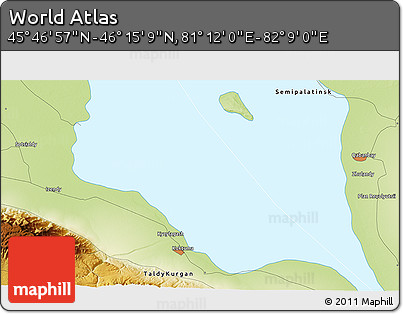 Physical 3D Map of the Area around 46° 1' 3" N, 81° 40' 30" E